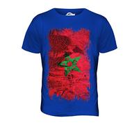 Candymix Maroc Drapeau Grunge T-Shirt Homme, Taille Large, Couleur Blu Royal