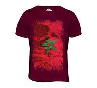 Candymix Maroc Drapeau Grunge T-Shirt Homme, Taille Small, Couleur Bordeaux