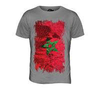 Candymix Maroc Drapeau Grunge T-Shirt Homme, Taille Small, Couleur Grigio Chiaro