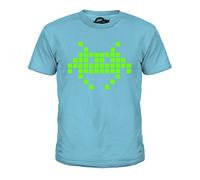 Candymix Néon Space Invader Unisexe T-Shirt Enfant Garçon Fille, Taille 10 Ans, Couleur Bleu Ciel