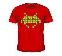 Candymix Néon Space Invader Unisexe T-Shirt Enfant Garçon Fille, Taille 10 Ans, Couleur Rouge