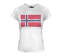 Candymix Norvège Drapeau Griffonné T-Shirt Femme, Taille 2X-Large, Couleur Blanc
