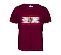 Candymix Polynésie Française Drapeau Délavé T-Shirt Homme, Taille Large, Couleur Bordeaux