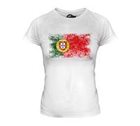 Candymix Portugal Drapeau Délavé T-Shirt Femme, Taille 2X-Large, Couleur Blanc