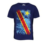 Candymix République Démocratique du Congo Drapeau Grunge T-Shirt Homme, Taille 2X-Large, Couleur Blu Navy
