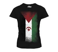 Candymix Sahara Occidental Drapeau Dégradé T-Shirt Femme, Taille Large, Couleur Noir