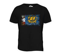 Candymix Saint-Pierre-Et-Miquelon Drapeau Délavé T-Shirt Homme, Taille X-Large, Couleur Nero