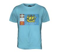 Candymix Saint-Pierre-Et-Miquelon Drapeau Griffonné T-Shirt Homme, Taille Large, Couleur Azzurro Cielo
