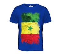 Candymix Sénégal Drapeau Grunge T-Shirt Homme, Taille Medium, Couleur Blu Royal