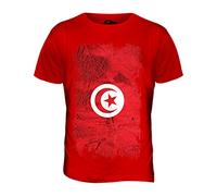 Candymix Tunisie Drapeau Grunge T-Shirt Homme, Taille Medium, Couleur Rosso