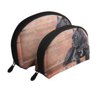 Cane Corso Gros Chiens Noirs Animaux, Trousse de Maquillage Coquille Femme Petit Porte-Monnaie Trousse de Toilette Trousse à cosmétiques 2 pièces