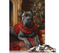 Cane Corso in Festive Red Dog Christmas Portrait with Red Scarf Puzzle 1000 Pièces Cadeau Unique Jeu Éducatif Challenge Toy À De Qualité Supérieure Peinture Art pour Adultes Et Enfants À Partir De 1