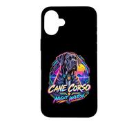 Cane Corso Montre de Nuit Cyberpunk Guardian Graphic, Dog Mom Coque pour iPhone 16 Plus