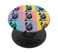 Cane Corso Pop Art Nœud Papillon coloré Motif Grille PopSockets PopGrip Adhésif