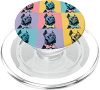 Cane Corso Pop Art Nœud Papillon coloré Motif Grille PopSockets PopGrip pour MagSafe