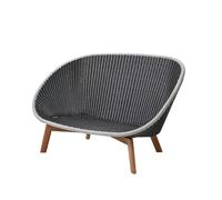 Cane-line Canapé Peacock Weave 2 places grey/light grey. pieds en teck