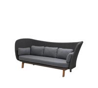 Cane-line Canapé Peacock Wing 3 places Cane-Line Natté Dark grey. incl. coussins gris. pieds en teck