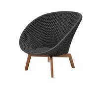 Cane-line Fauteuil lounge Peacock Rope Dark grey. pieds en teck