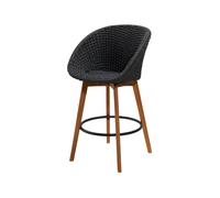 Cane-line Tabouret de bar Peacock Dark grey. pieds en teck
