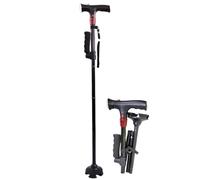 Cane Pliante avec lumières LED, Canne de Marche Debout réglable, bâton de Marche, lumière LED Lumineuse, Conception de poignée Pliable Ergonomique, idéal pour la randonnée de randonnée