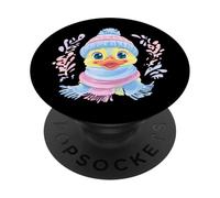 Caneton Souriant Hiver Mignon Oiseau Portrait Graphique Canard PopSockets PopGrip Adhésif