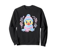 Caneton Souriant Hiver Mignon Oiseau Portrait Graphique Canard Sweatshirt