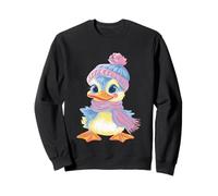 Caneton Souriant Hiver Mignon Oiseau Portrait Graphique Canard Sweatshirt
