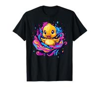 Caneton vibrant dans des éclaboussures colorées T-Shirt
