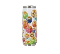LES ARTISTES Paris A-4390, Canette isotherme, Thermos 500 ml, Gourde isotherme sans BPA, Réutilisable, Bec verseur rabattable avec paille, Acier Inoxydable, Design Chupa Pops