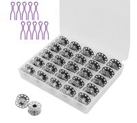 Canette Metal Machine a Coudre, Machine à Coudre de Canette Vide avec Boîte de Rangement, Canettes de Fil Métallique, 25 Pièces,Avec 2 pinces à fil