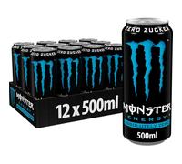Canette Monster Energy Absolutely Zero, Boisson Énergisante Sans Sucre, Energy Drink, avec Taurine et Caféine, Pack de 12, 12 x 50 cl