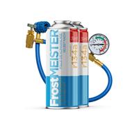 Canette Réfrigérant R134a - FROSTMEISTER 3in1 2x235 g - Recharge de climatisation de voiture - avec Flexible de recharge