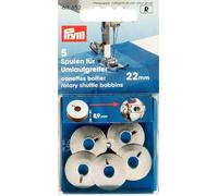 Canettes pour machine à coudre PRYM - Boîtier 22 mm - Acier Argenté - Diamètre 21,9 mm - Lot de 5
