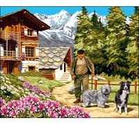 Canevas Antique Balade En Montagne Mimo Verdé 65x80cm