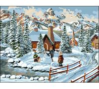 Canevas Antique Bonhomme De Neige- Mimo Verdé 50x65cm