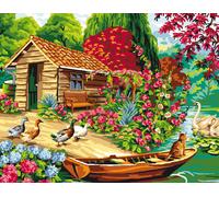 Canevas Antique Cabane De Pêcheur 50x65 Cm