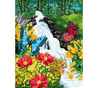 Canevas Antique Cascade Aux Papillons 50x65 Cm 100% Coton