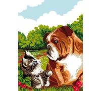 Canevas Antique Comme Chien Et Chat 32x50 Cm