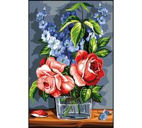 Canevas Antique De Rose Et De Bleu 30x40cm