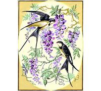 Canevas Antique Hirondelles Et Glycines 45x60cm - Se929.181