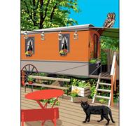 Canevas Antique La Roulotte De Madame Irma Mimo Verdé 50x65cm