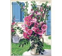 Canevas Antique Le Bouquet De Roses Trémières 45x60cm - Se929.388