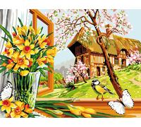 Canevas Antique Le Printemps À La Fenêtre 50x65 Cm