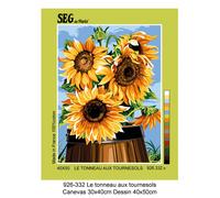 Canevas Antique Le Tonneau Aux Tournesols 40x50cm