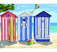 Canevas Antique Les Cabines De Plage Rafael Angelo 50x65cm