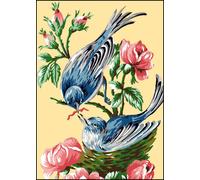 Canevas Antique Les Oiseaux Bleus 32x50cm