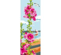 Canevas Antique Roses Tremières 30x65 Cm Sans Fils