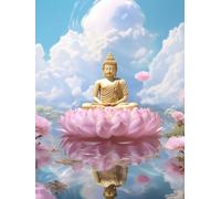 Canevas Broderie Point de Croix Kit Complet, Statue de Bouddha en position du lotus, I 40*50cm 11CT Kit Broderie Point de Croix Compté Imprimé Enfant DéButant Adulte, Easy Set Loisirs CréAtifs Broder
