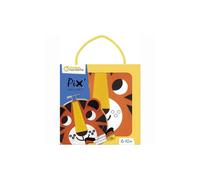 Canevas - Enfant - Point de croix - Petit tigre - 18x18cm - Avec tambourin