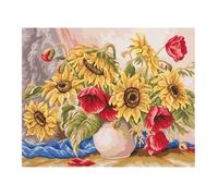 Canevas imprimé CDA - Coquelicots et tournesols 50x40 cm